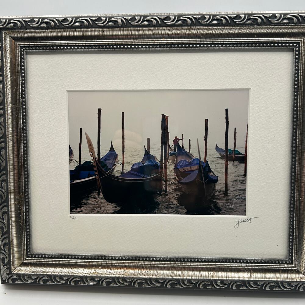 Luciano Venice Italy Canal Gondola Framed Fine Art Photo Matted Signed 53/250